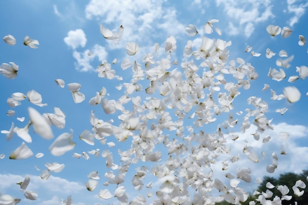 Fleurs blanches dans le ciel