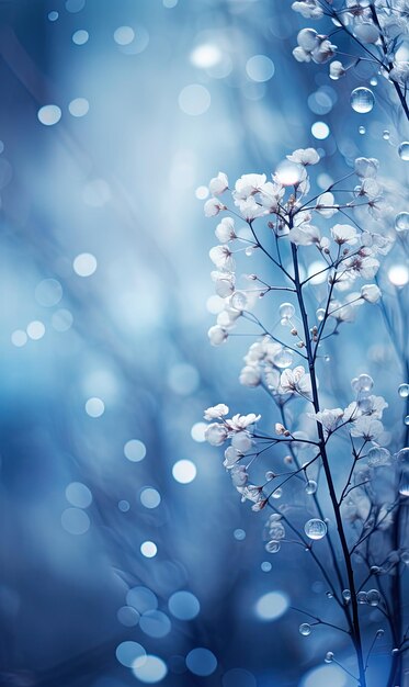 Des fleurs blanches dans la neige