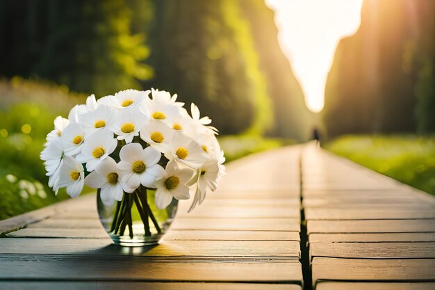 Fleurs blanches dans un vase sur une table