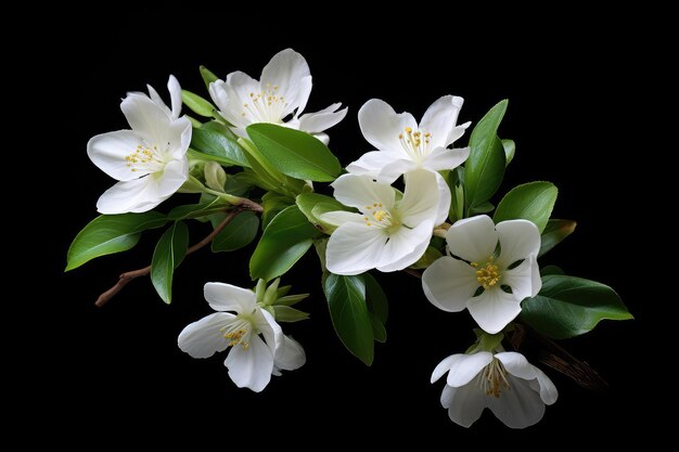 Fleurs blanches avec des feuilles vertes