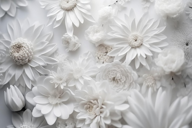 Fleurs blanches sur fond blanc