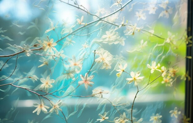 Photo des fleurs blanches sur le fond de la fenêtre beau fond de printemps