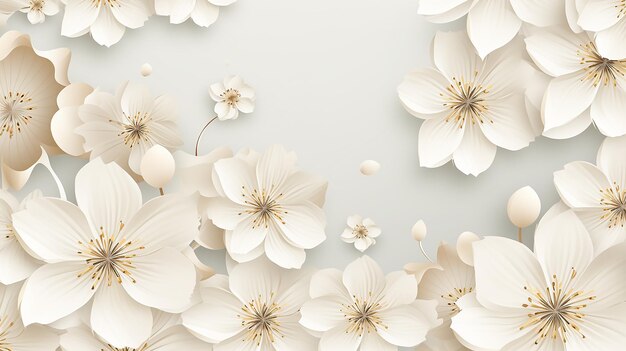 fleurs blanches sur fond de papier blanc