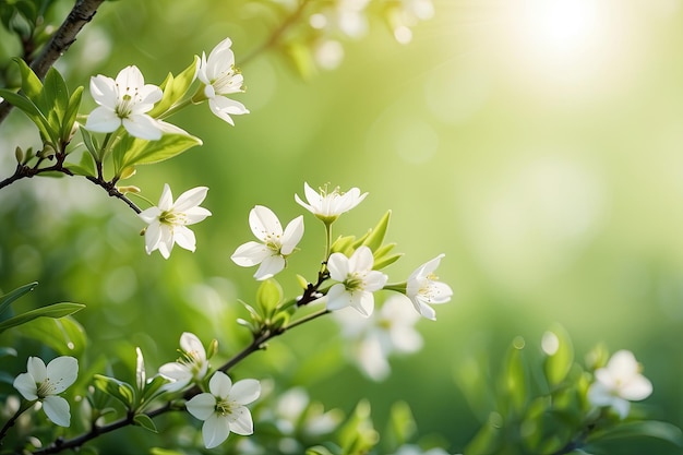 des fleurs blanches à la lumière du soleil