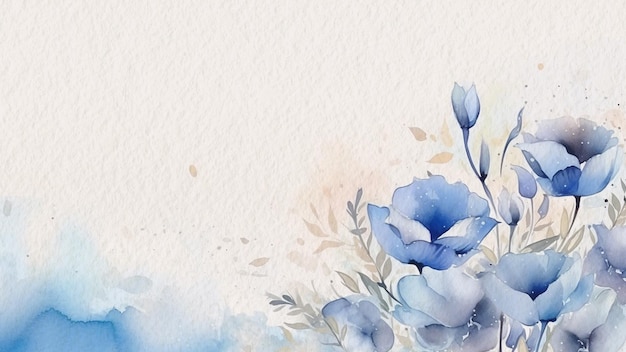 Fleurs bleues sur fond blanc