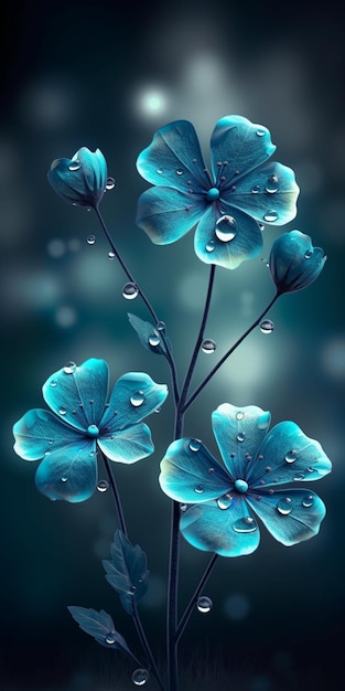 Fleurs bleues sur fond bleu