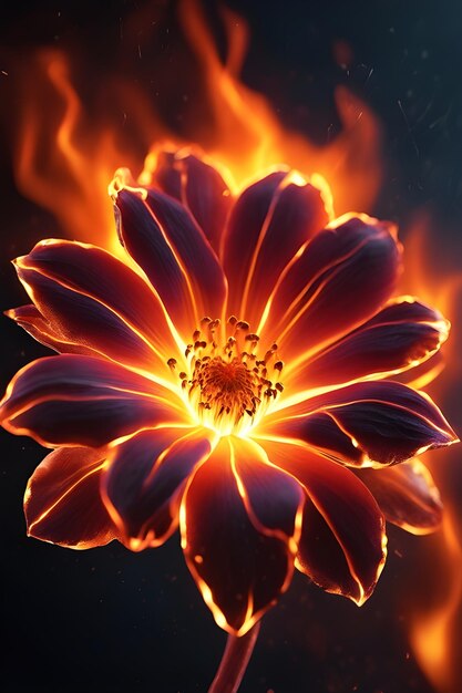 Photo des fleurs brûlantes, des papiers peints, des fleurs en feu.