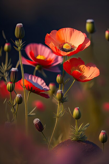 Fleurs de buisson de pavot