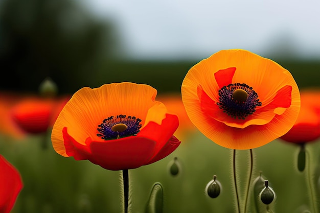 Fleurs de buisson de pavot