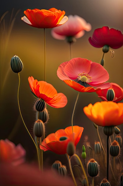 Fleurs de buisson de pavot