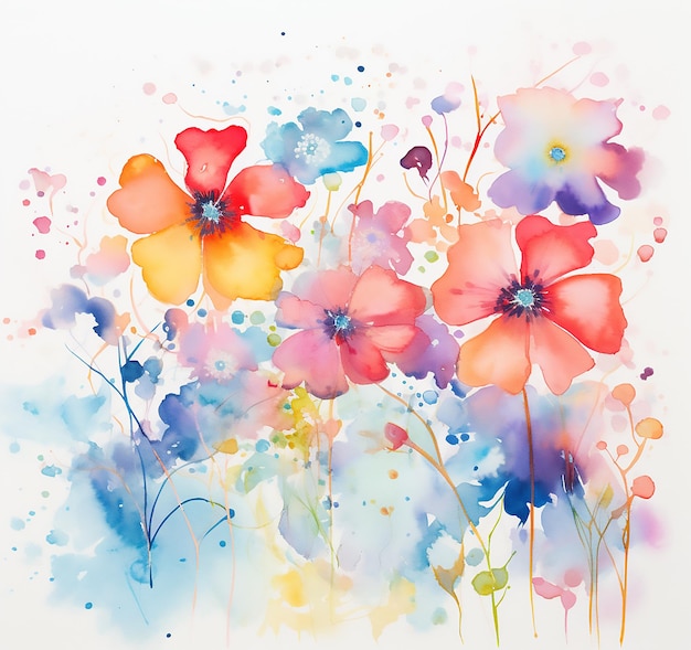 Des fleurs capricieuses Des fleurs abstraites et des fleurs Designer à l'aquarelle