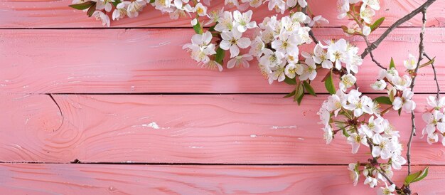 Photo des fleurs de cerise sur une toile de fond en bois rose