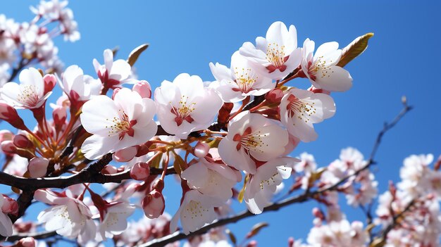 Les fleurs de cerise tombent sur les arbres au printemps.