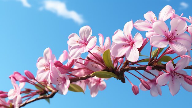 Les fleurs de cerise tombent sur les arbres au printemps.