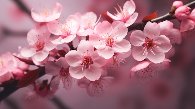 Les fleurs de cerises roses du printemps dessin d'illustration conception d'œuvres d'art IA générative