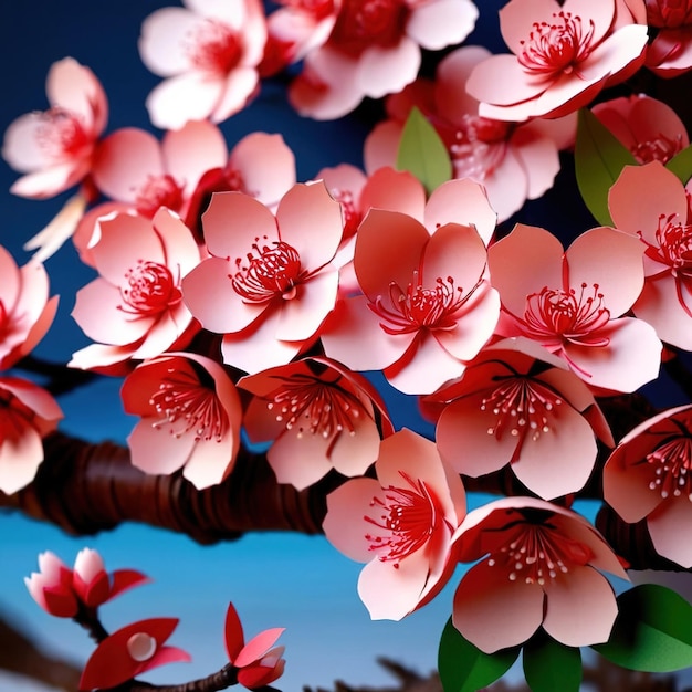 Des fleurs de cerises sakura japonaises dessin traditionnel en papier découpé à la main décoration artisanale