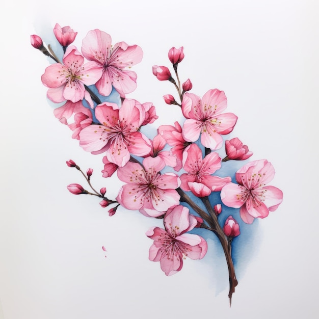 Les fleurs de cerisier à l'aquarelle