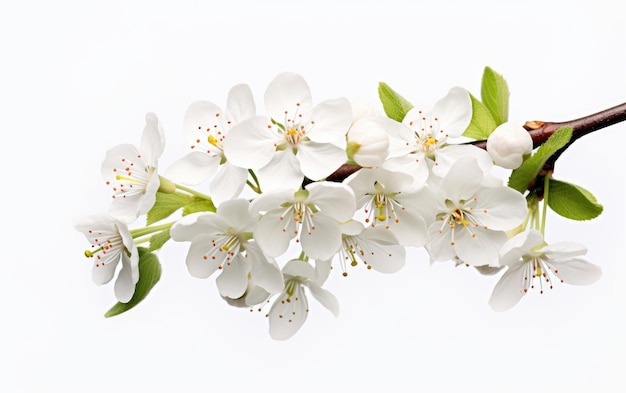 Fleurs de cerisier blanches pures gracieuses sur une surface blanche ou claire PNG arrière-plan transparent