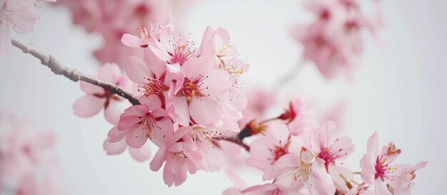 Photo des fleurs de cerisier, des fleurs de sakura sur un fond blanc.