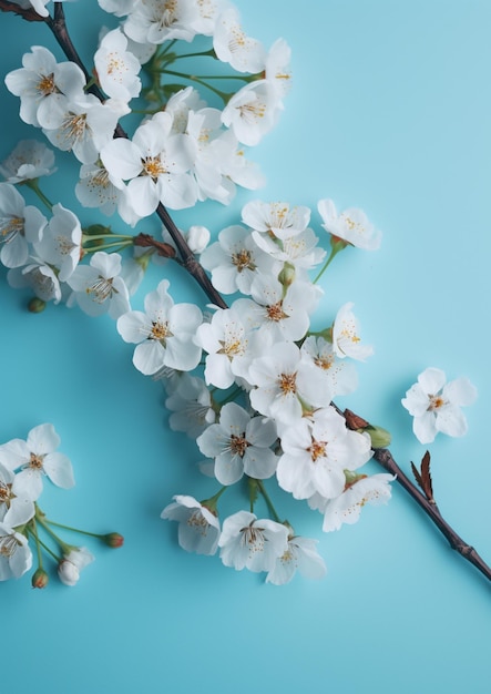 Fleurs de cerisier sur fond bleu