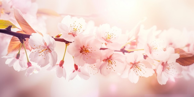 Fleurs de cerisier avec fond bokeh