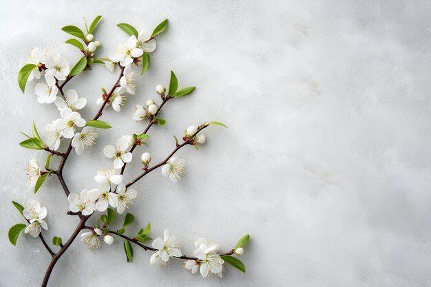 Photo fleurs de cerisier sur fond gris