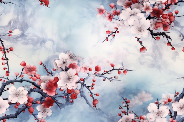 fleurs de cerisier sur fond