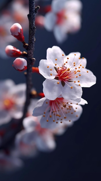 Fleurs de cerisier en gros plan Fleurs japonaises générées par l'IA