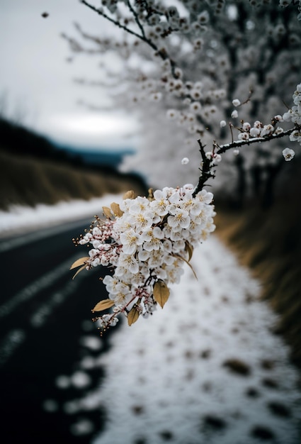 Fleurs de cerisier à Hokkaido en hiver