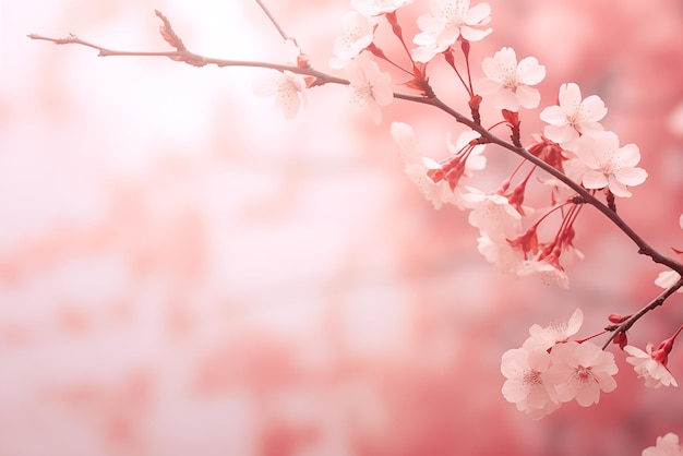 Des fleurs de cerisier rose doux avec une lueur rose éthérée