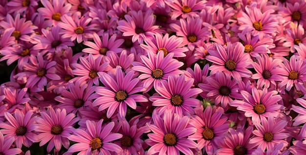 Photo des fleurs de chrysanthème roses et des tulipes blanches des fleurs dans le jardin une image de fleurs roses brillantes