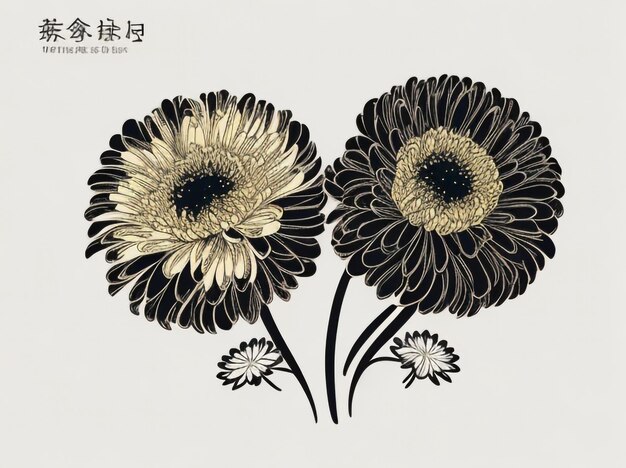 Photo les fleurs de chrysanthèmes magnifiques et l'élégance du ruban noir