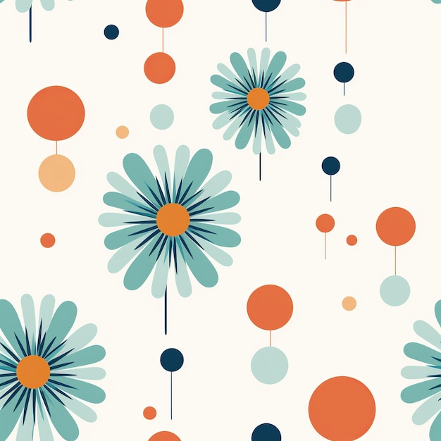 Des fleurs circulaires de sérénité simplifiées dans un motif pastel sans couture