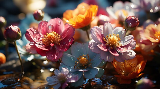 Fleurs colorées au printemps