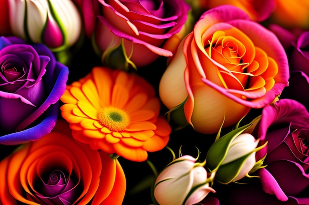 Fleurs colorées dans un bouquet