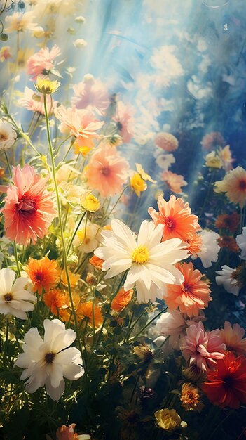 Photo des fleurs colorées dans un jardin à l'ombre