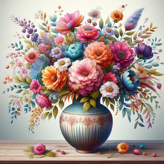 des fleurs colorées dans un vase