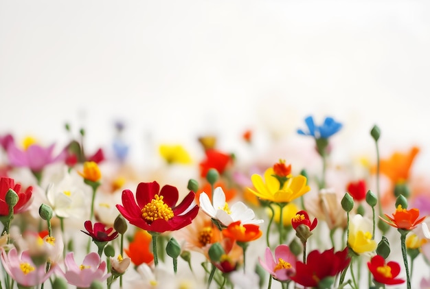 Photo fleurs colorées sur fond blanc