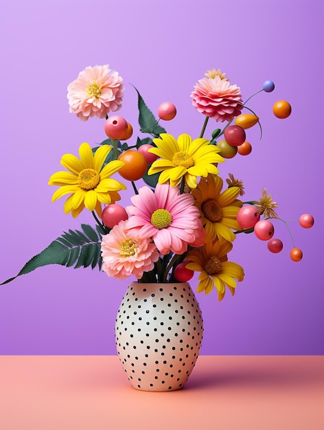 Fleurs colorées fraîches dans le vase