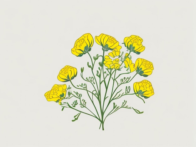 Les fleurs de colza jaune sont de jolies illustrations vectorielles