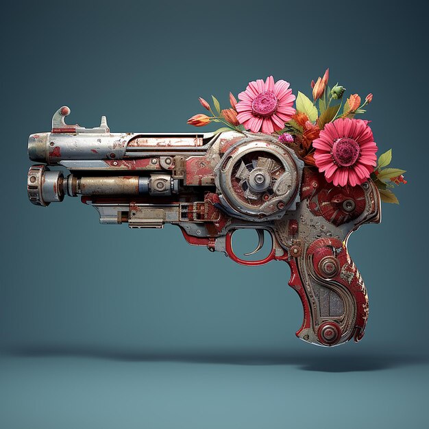 Photo des fleurs sur un concept d'arme