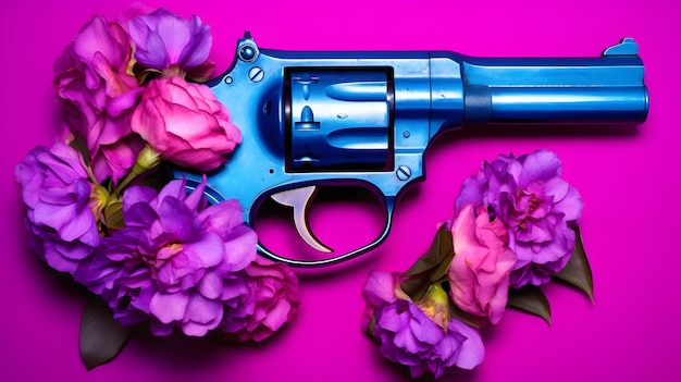 Des fleurs sur un concept d'arme