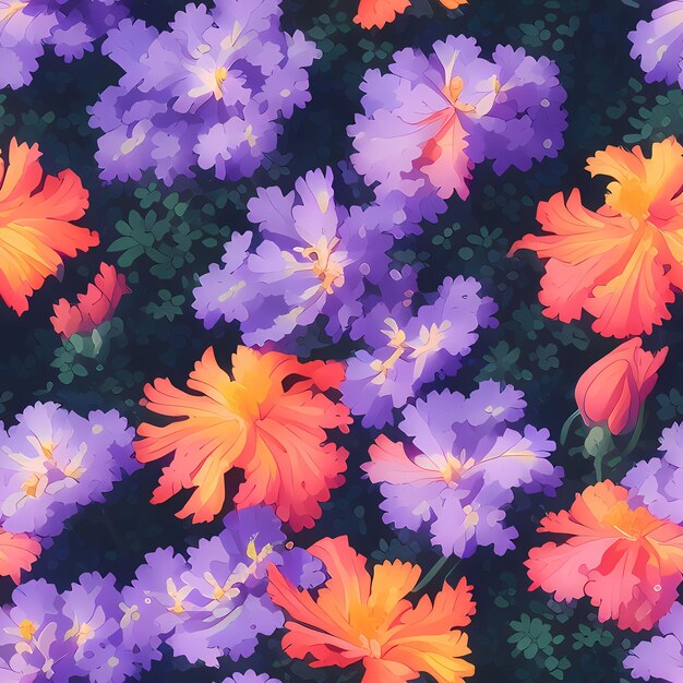 Fleurs de conception de motif de répétition sans couture florale pour l'impression de tissu de conception textile IA générative
