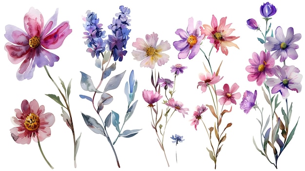 Des fleurs de conte de fées à l'aquarelle