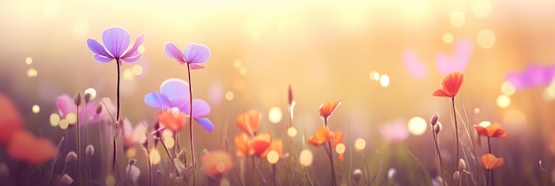 Des fleurs de conte de fées dans le champ