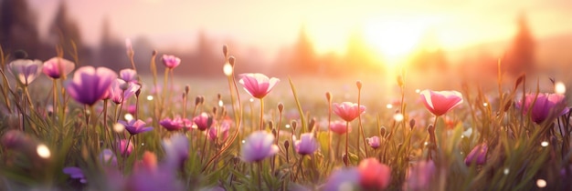 Des fleurs de conte de fées dans le champ