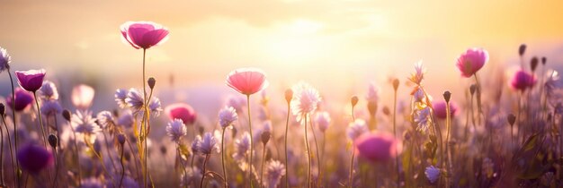 Des fleurs de conte de fées dans le champ