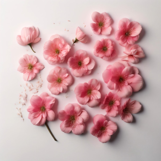 Des fleurs cosmiques roses sur un fond blanc