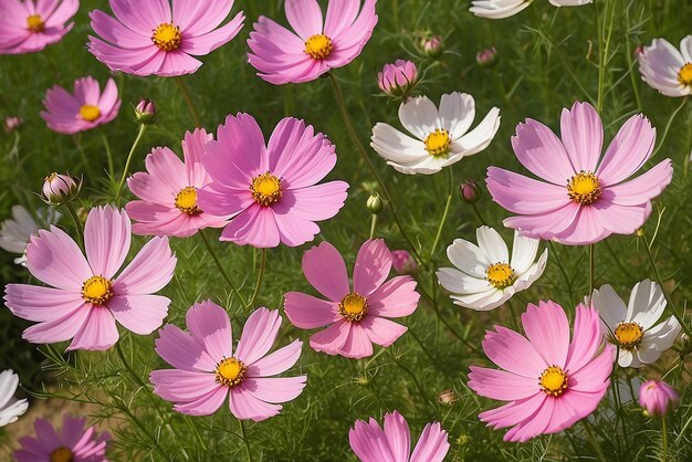 Des fleurs de cosmos roses