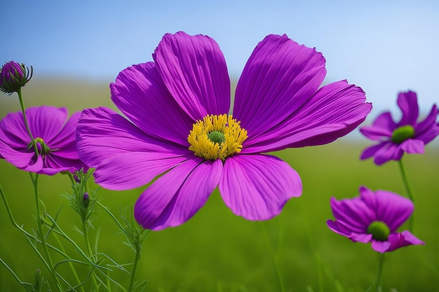 Fleurs de cosmos violet dans un champ